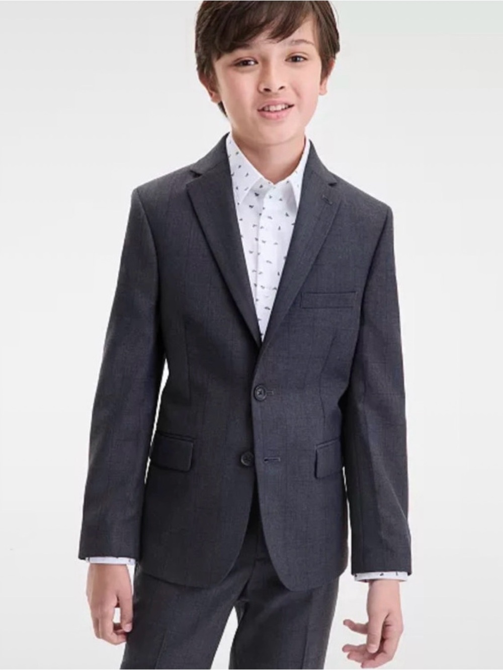 Reaction Kenneth Cole Boys Charcoal Gray Two-Button Suit Jacket